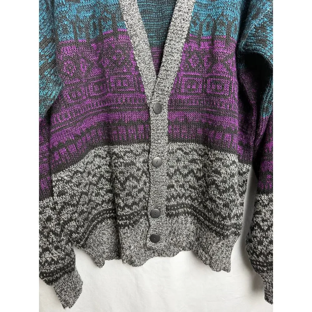 Chartwell Vintage Multicolor Knit Cardigan Sweater Men’s XL Fair Isle Button Up